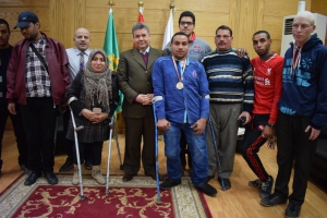 تكريم الطلاب أبطال الجامعات المصرية من متحدى الإعاقة فى مجلس جامعة بنها
